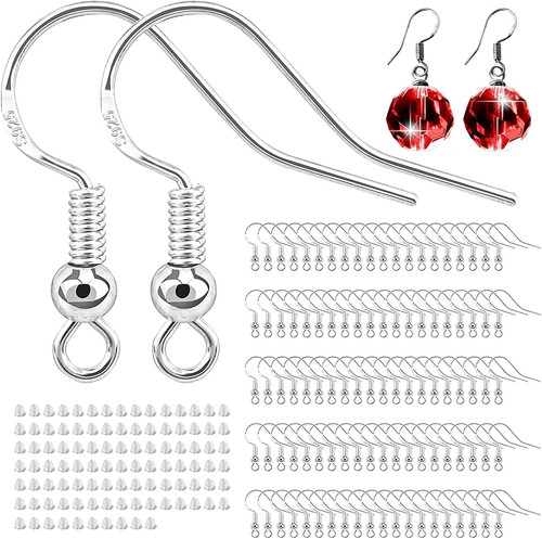 Sterling silver earring hooks - silver,