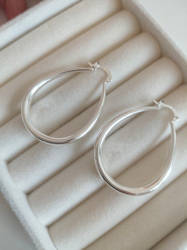925 sterling silver oval hoop - sterling,