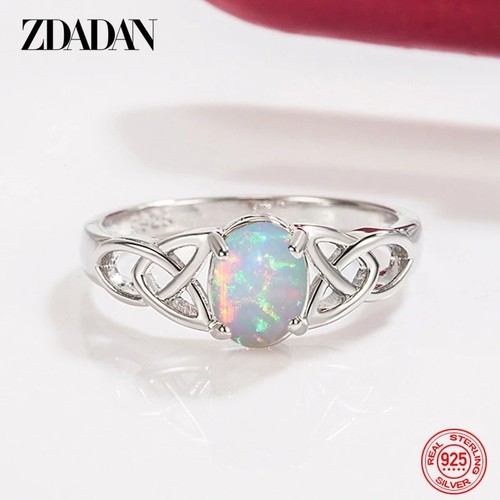 Sterling silver oval opal ring - oval,