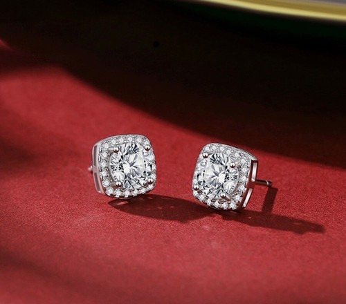 Crystal square stone - crystal, stud