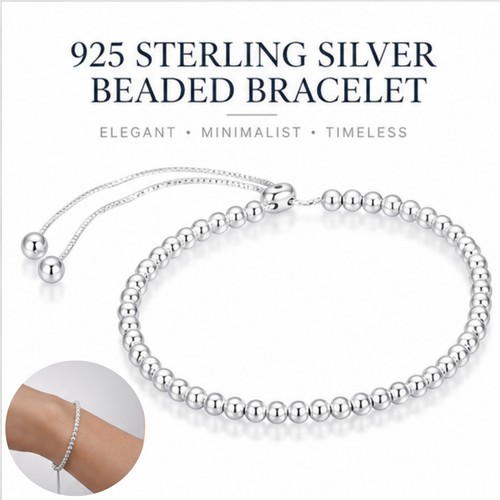 Genuine sterling silver - silver, beaded