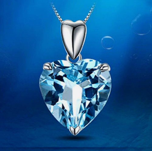 Crystal blue love heart 925 - heart,