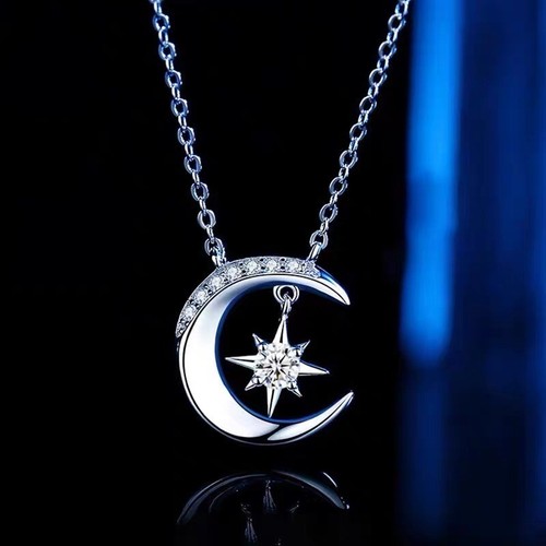 Crystal moon star pendant 925 - moon,