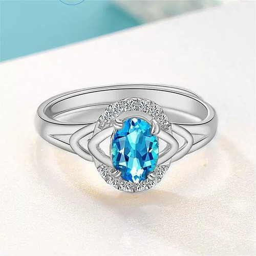 Blue crystal adjustable - adjustable, ring