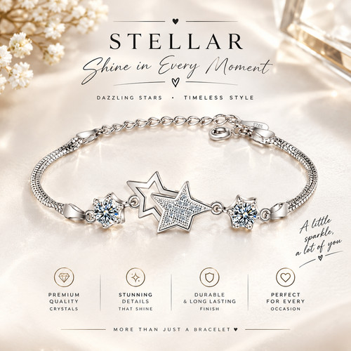 Double star charm 925 sterling - charm,