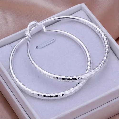 925 sterling silver 5cm hoop - silver,
