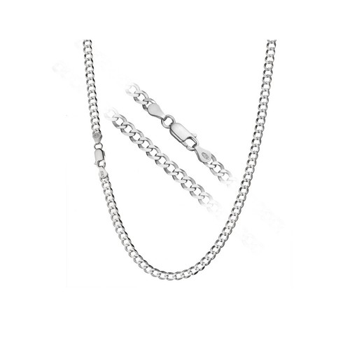 Silver 925 curb necklace chain - silver,